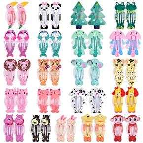 IKOCO Hair Clips for Girl, 42Pcs Animal Pattern Snap Hair Clips, Cartoon Design Barrettes for Toddler Girls