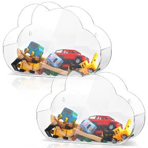 Yungyan Acrylic Toy Dispenser for Wall Mounted Wall Toy Organizer for Kids Hanging Storage Display Acrylic Cloud Wall Organizer Clear Storage Bin for Nursery Playroom Cars Blocks Trains Snacks (2 Pcs)