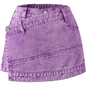 Floerns Toddler Girl's Straight Leg Denim Skirt Shorts Wrap Front Y2k High Waisted Skorts