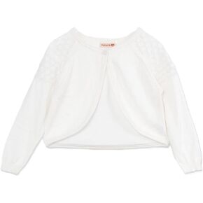Minora Long Sleeve Bolero, Girls' Knit Cardigan Shrug with One-Button Closure, Baby/Child Cotton Childrens Bolero, Sweater