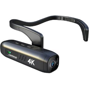 CAMMHD-C2 4K Head Mounted Camera, Anti-Shake Video Cameras APP Control,2200mAh Battery Work 5Hrs, Body Camera with Audio and Video Recording for Home,Travel, Meeting(128G TF Card Included)