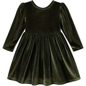 YOUNGER TREE Toddler Fall Dress Girl Winter Clothes Long Sleeve Velvet Dresses Princess Party Outfits