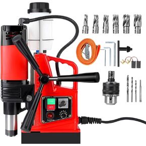 Press Magnetic Drill Press 110V ، قطر ممل 2 بوصة ، 1400 واط ، 810 دورة في الدقيقة ، 6pcs بتدريبات ، 40 مسار مزدوج ، حفر مغناطيسي محمول ، مطبعة للمغناطيس ، للديكور الصناعي والمنزل in Kuwait