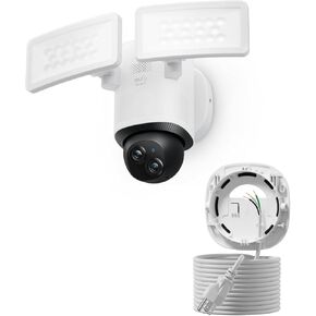 eufy Floodlight Camera E340 with AC Cable, Security Camera Outdoor, 360° PTZ, 24/7 Recording, 2.4G/5G Wi-Fi, 2000 LM, Motion Detection, Built-in Siren, Dual Cam, HB3 Compatible, No Monthly Fee
