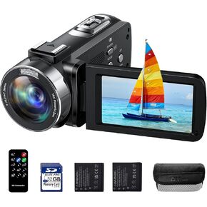 Video Camera Camcorder 4K 42MP with Fill Light 18X Digital Zoom Camera Recorder 3" LCD Screen Vlogging Camera for YouTube with Remote Control, 32GB SD Card, 2 Batteries