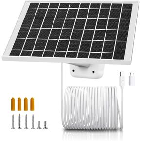 USB Type C 5V 7W Solar Panel Charger Adapter for Arlo Essential 2K Outdoor Security Camera 2nd Generation,Essential XL 2nd VMA5700, Ring Spotlight Cam Plus/Ring Spotlight Pro，Smartphones, Tablets etc
