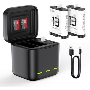 TELESIN 2-Pack Enduro Battery Charger for Go Pro 13,Triple Charge Case Long-Lasting Large Capacity Like Original Enduro Batteries Support Fast Charging for Go Pro Hero 13 Black Charger Accessories