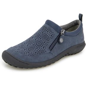 JBU Women's Loafer Side Zipper Slip On Comfort Casual Oxford Flat