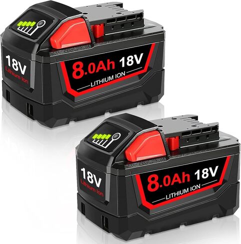 2 Pack 8.0Ah Battery Replacement for Milw M-18 Battery Compatible with Milw Battery 48-11-1815 48-11-1820 48-11-1828 48-11-1840 48-11-1850 48-11-1852 Fit for Milw Batteries Power Tools (2PCS-2) in Saudi Arabia