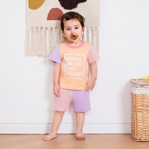 Toddler Baby Girl Summer Outfit Short Sleeve T Shirt Top Casual Shorts Set Infant Newborn Clothes 6 12 18 24 Month in Kuwait