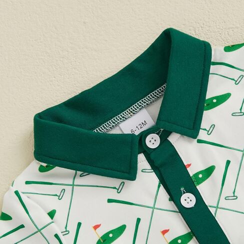 Toddler Baby Boy Summer Clothes Golf Cart Embroidery Lapel Tshirt Tops Golf Shorts Set Infant Sweatsuit Outfits in Kuwait