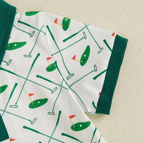 Toddler Baby Boy Summer Clothes Golf Cart Embroidery Lapel Tshirt Tops Golf Shorts Set Infant Sweatsuit Outfits in Kuwait