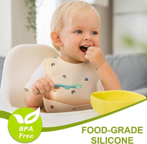 Accmor Silicone Baby Bibs, Waterproof Soft Bibs for Baby Girls Boys Feeding Eating, Silicone Baby Bibs with Large Pocket in Kuwait
