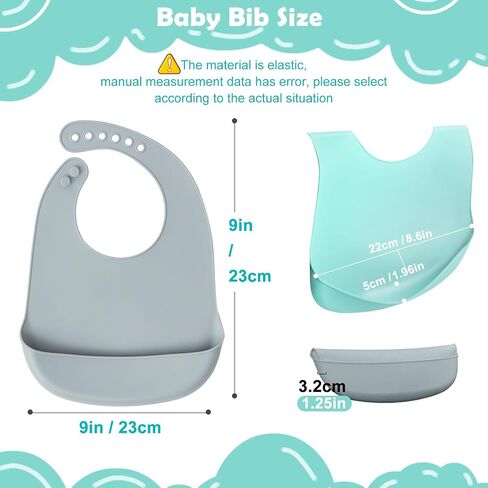 8 PCS Baby Bibs Silicone Baby Bibs لتناول المرايل الناعمة المقاومة للماء للرضع والأطفال الصغار in Saudi Arabia