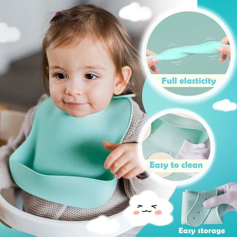 8 PCS Baby Bibs Silicone Baby Bibs لتناول المرايل الناعمة المقاومة للماء للرضع والأطفال الصغار in Saudi Arabia