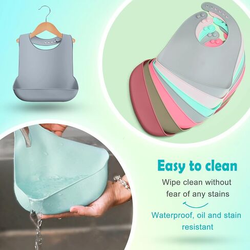 8 PCS Baby Bibs Silicone Baby Bibs لتناول المرايل الناعمة المقاومة للماء للرضع والأطفال الصغار in Saudi Arabia