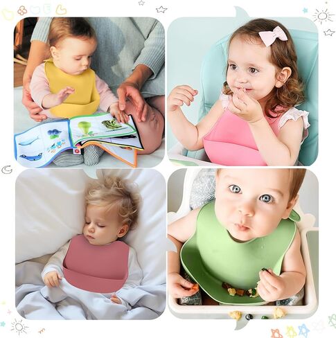 8 PCS Baby Bibs Silicone Baby Bibs لتناول المرايل الناعمة المقاومة للماء للرضع والأطفال الصغار in Saudi Arabia