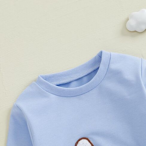 Toddler Baby Boy Girl Easter Outfit Bunny Embroidery Sweatshirt Long Sleeve Pullovers Sweater Shirt Tops Clothes in Saudi Arabia