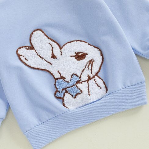 Toddler Baby Boy Girl Easter Outfit Bunny Embroidery Sweatshirt Long Sleeve Pullovers Sweater Shirt Tops Clothes in Saudi Arabia