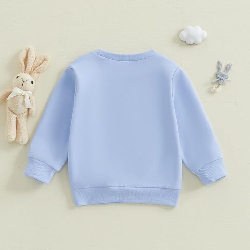Toddler Baby Boy Girl Easter Outfit Bunny Embroidery Sweatshirt Long Sleeve Pullovers Sweater Shirt Tops Clothes in Saudi Arabia