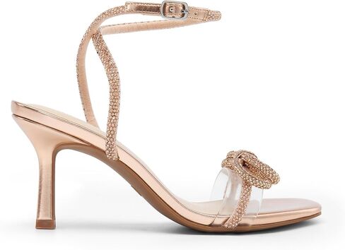 DREAM PAIRS Women's Double Bowknots Heels Open Square Toe Ankle Strap Crystal Rhinestone Dress Sandals for Party Wedding in Saudi Arabia