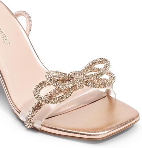 DREAM PAIRS Women's Double Bowknots Heels Open Square Toe Ankle Strap Crystal Rhinestone Dress Sandals for Party Wedding in Saudi Arabia