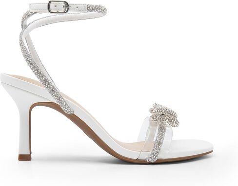 DREAM PAIRS Women's Double Bowknots Heels Open Square Toe Ankle Strap Crystal Rhinestone Dress Sandals for Party Wedding in Saudi Arabia