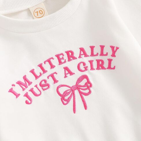 Toddler Baby Girl Sweatshirt I'm Literally Just A Girl Bow Embroidery Long Sleeve Pullover Cute Spring Fall Clothes in Kuwait