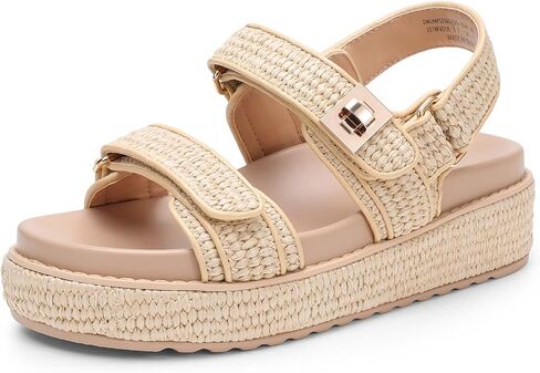 DREAM PAIRS Women's Wedge Sandals, Comfortable Platform Dress Shoes, Round toe Casual & Dressy Flatform Summer Sandals with Adjustable Straps in Saudi Arabia