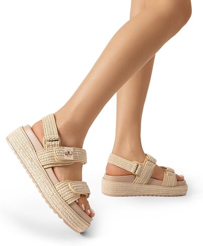 DREAM PAIRS Women's Wedge Sandals, Comfortable Platform Dress Shoes, Round toe Casual & Dressy Flatform Summer Sandals with Adjustable Straps in Saudi Arabia