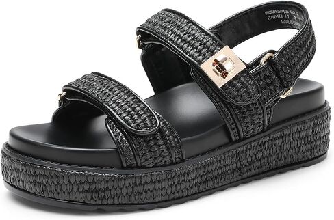 DREAM PAIRS Women's Wedge Sandals, Comfortable Platform Dress Shoes, Round toe Casual & Dressy Flatform Summer Sandals with Adjustable Straps in Saudi Arabia