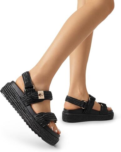 DREAM PAIRS Women's Wedge Sandals, Comfortable Platform Dress Shoes, Round toe Casual & Dressy Flatform Summer Sandals with Adjustable Straps in Saudi Arabia