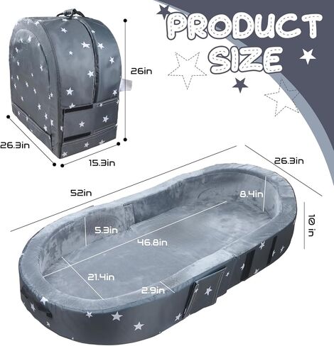 2in1 Portable Toddler Floor Bed, Foldable Toddler Travel Bed, Kids Floor Cot with Washable Fitted Sheet for Outdoor Camping Napping, Easy to Carry in Kuwait