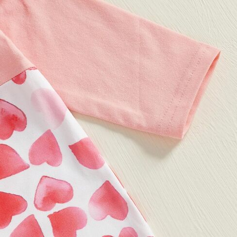 My Firist Valentines Day Outfit Baby Girl Layered Ruffle Jumpsuit Long Sleeve Heart Romper Cute Valentine Baby Clothes in Kuwait