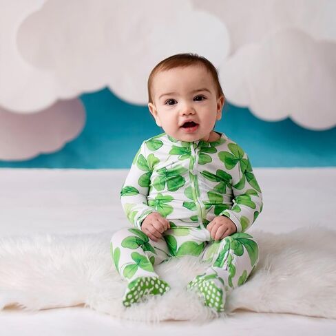 Dcohmch St Patricks Day Baby Boy Girl Outfit Jumpsuit Shamrock Print Long Sleeve Onesie Newborn Infant Spring Clothes in Saudi Arabia