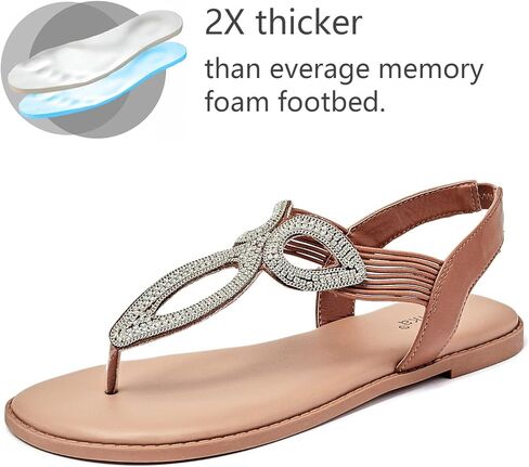 Luoika Women's Wide Width Flat Slides Sandals, Flip Flop Strappy Rhinestone Thong Sandals Comfortable Summer Beach Shoes for Women. in Kuwait