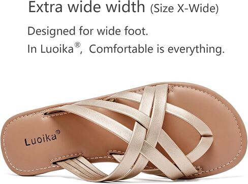 Luoika Wide Wide Wide Sandals ، Flip Flop Slides Sandal Slidsal Strapy Sandal Slip on Summer Beach Shoes for Women. in Kuwait
