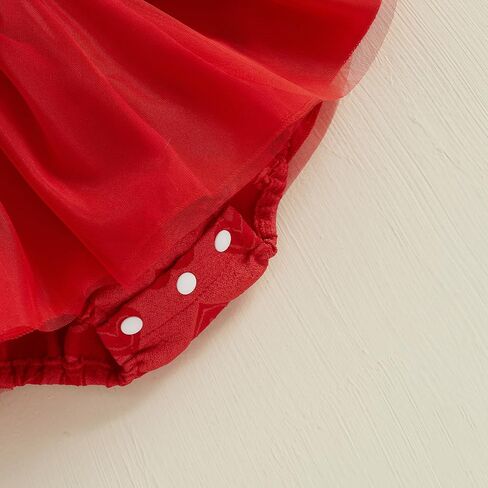 Infant Baby Girl Valentines Day Outfit Heart Romper Dress Puff Sleeve Tulle Tutu Jumpsuit with Headband Set in Saudi Arabia