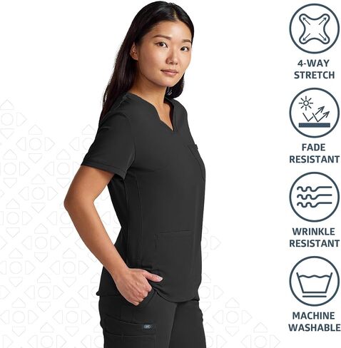 ave. Women's Lex Three Pocket V-Neck Tunic Scrub Top in Gray, XX-Large in Saudi Arabia