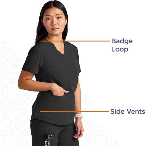 ave. Women's Lex Three Pocket V-Neck Tunic Scrub Top in Gray, XX-Large in Saudi Arabia