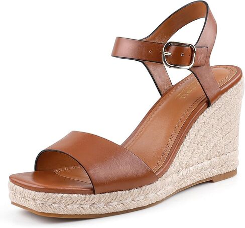 BCTEX COLL Women's Platform Wedge Espadrilles Sandals Comfortable Open Toe Ankle Strap Summer Casual Shoes Brown Black Nude in Saudi Arabia