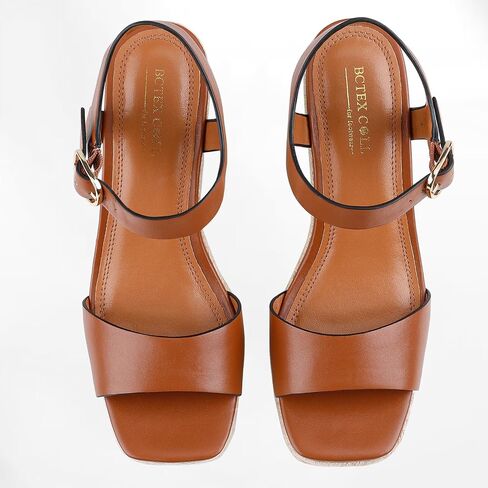 BCTEX COLL Women's Platform Wedge Espadrilles Sandals Comfortable Open Toe Ankle Strap Summer Casual Shoes Brown Black Nude in Saudi Arabia