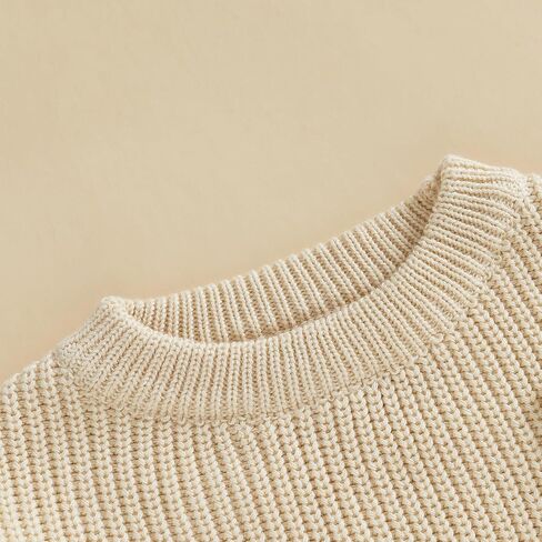 Toddler Baby Girl Chunky Knit Sweater Long Sleeve Crewneck Bow Flower Knitted Pullover Tops Knitwear Spring Clothes in Saudi Arabia