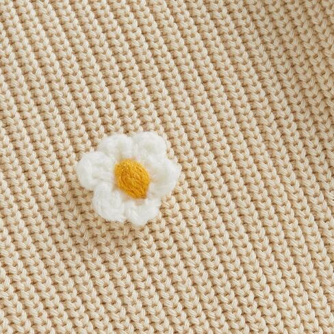 Toddler Baby Girl Chunky Knit Sweater Long Sleeve Crewneck Bow Flower Knitted Pullover Tops Knitwear Spring Clothes in Saudi Arabia