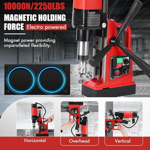 Press Magnetic Drill Press 110V ، قطر ممل 2 بوصة ، 1400 واط ، 810 دورة في الدقيقة ، 6pcs بتدريبات ، 40 مسار مزدوج ، حفر مغناطيسي محمول ، مطبعة للمغناطيس ، للديكور الصناعي والمنزل in Kuwait