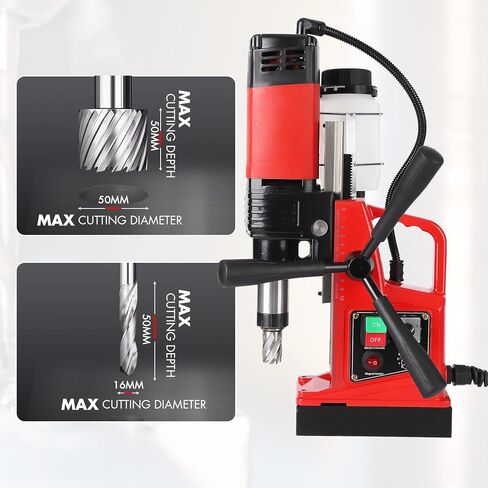 Press Magnetic Drill Press 110V ، قطر ممل 2 بوصة ، 1400 واط ، 810 دورة في الدقيقة ، 6pcs بتدريبات ، 40 مسار مزدوج ، حفر مغناطيسي محمول ، مطبعة للمغناطيس ، للديكور الصناعي والمنزل in Kuwait