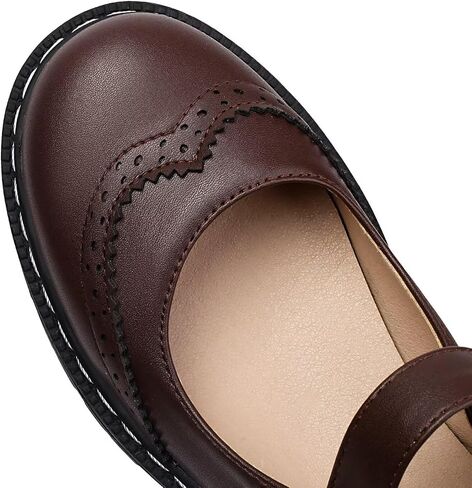 Mary Jane for Women Gothic Oxford Shoes - Thick Soled Heel, Ankle Tied, Round Toe for Casual Dresses, Work, and Campus Brown in Saudi Arabia