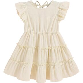 YOUNGER TREE Toddler Dress Baby Girl Summer Clothes Ruffle Sleeve Smock Beach Boho Dresses Sundress