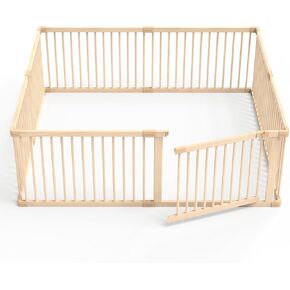 Wooden Baby Playpen ، X-Large Size Playard قابل للتعديل للأطفال للأطفال والأطفال الصغار مع بوابة الأمان ، سياج اللعب المعتمد من CPC （71 × 63x24 بوصة in Kuwait