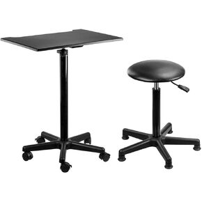 Flashpoint Photography Posing Table and Posing Stool Kit for Home, Studio & On-Location Use, Easy Height Adjustment for Table 28-48" & for Stool 20-30", Reflection-Free Matte Black Finish Table Top